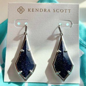 Kendra Scott Navy and Silver Sparkly "Olivia" Earrings NWT!